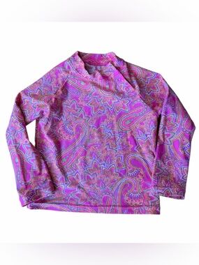 Coolibar Bright Pink Colorful Paisley Rashguard Top Size 2T UPF protection